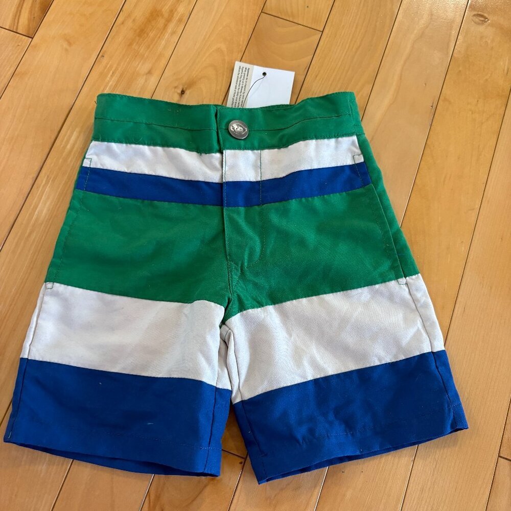 Appaman Baby Boy Swim Shorts Blue Green Stripes NWT Size 6m